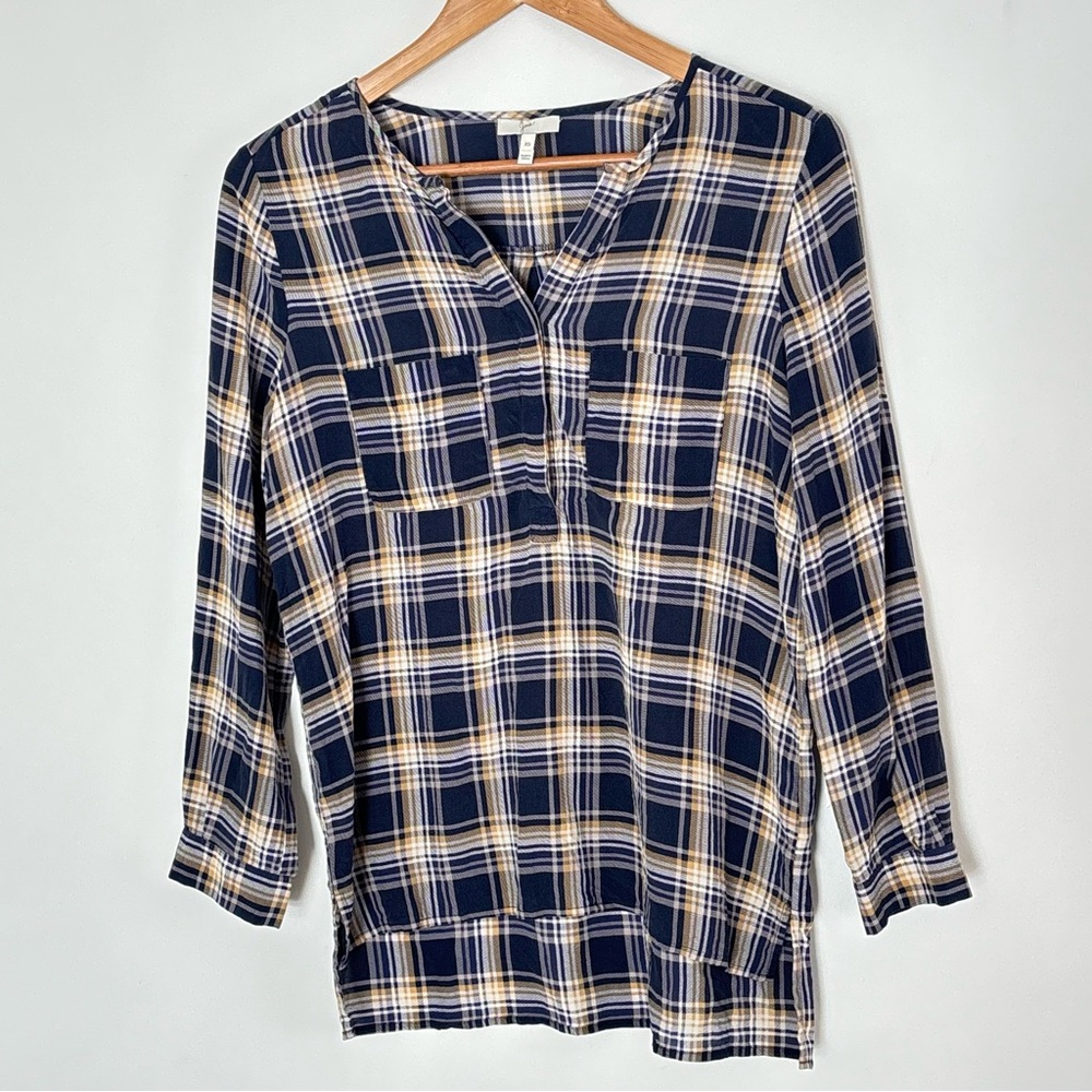 Joie 100% Silk  Blue Checkered Top Size XS Classic Lightweight *h47